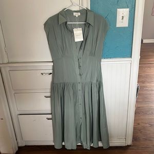 Brand new button down sage midi dress